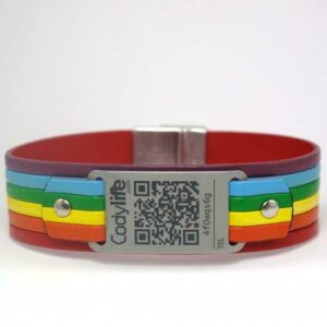 Braccialetto QR Codylife in Pelle Arcobaleno 🌈🦛